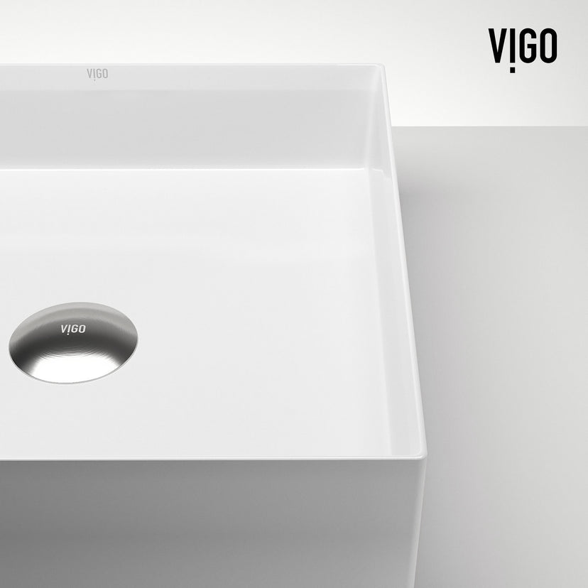 UltraThin™ Modern White Matte Stone™ 16 in. L x 16 in. W Square Vessel Bathroom Sink