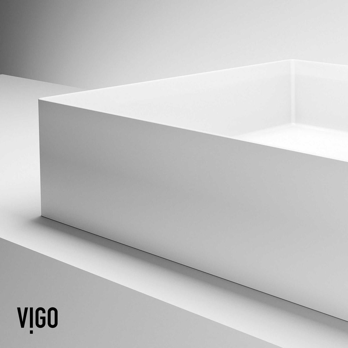 UltraThin™ Modern White Matte Stone™ 16 inches L x 16 in. W Square Vessel Bathroom Sink
