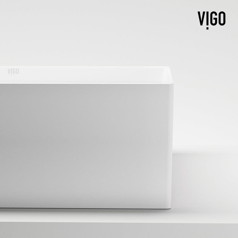 UltraThin™ Modern White Matte Stone™ 16 in. L x 16 in. W Square Vessel Bathroom Sink