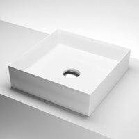 UltraThin™ Modern White Matte Stone™ 16 inches L x 16 in. W Square Vessel Bathroom Sink