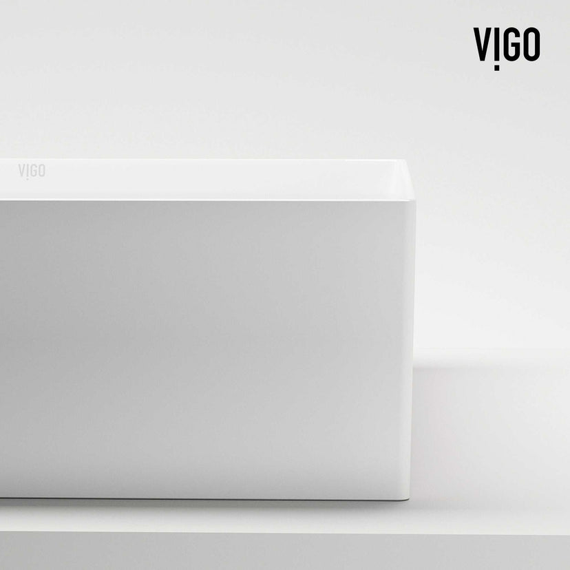 UltraThin™ Modern White Matte Stone™ 16 inches L x 16 in. W Square Vessel Bathroom Sink