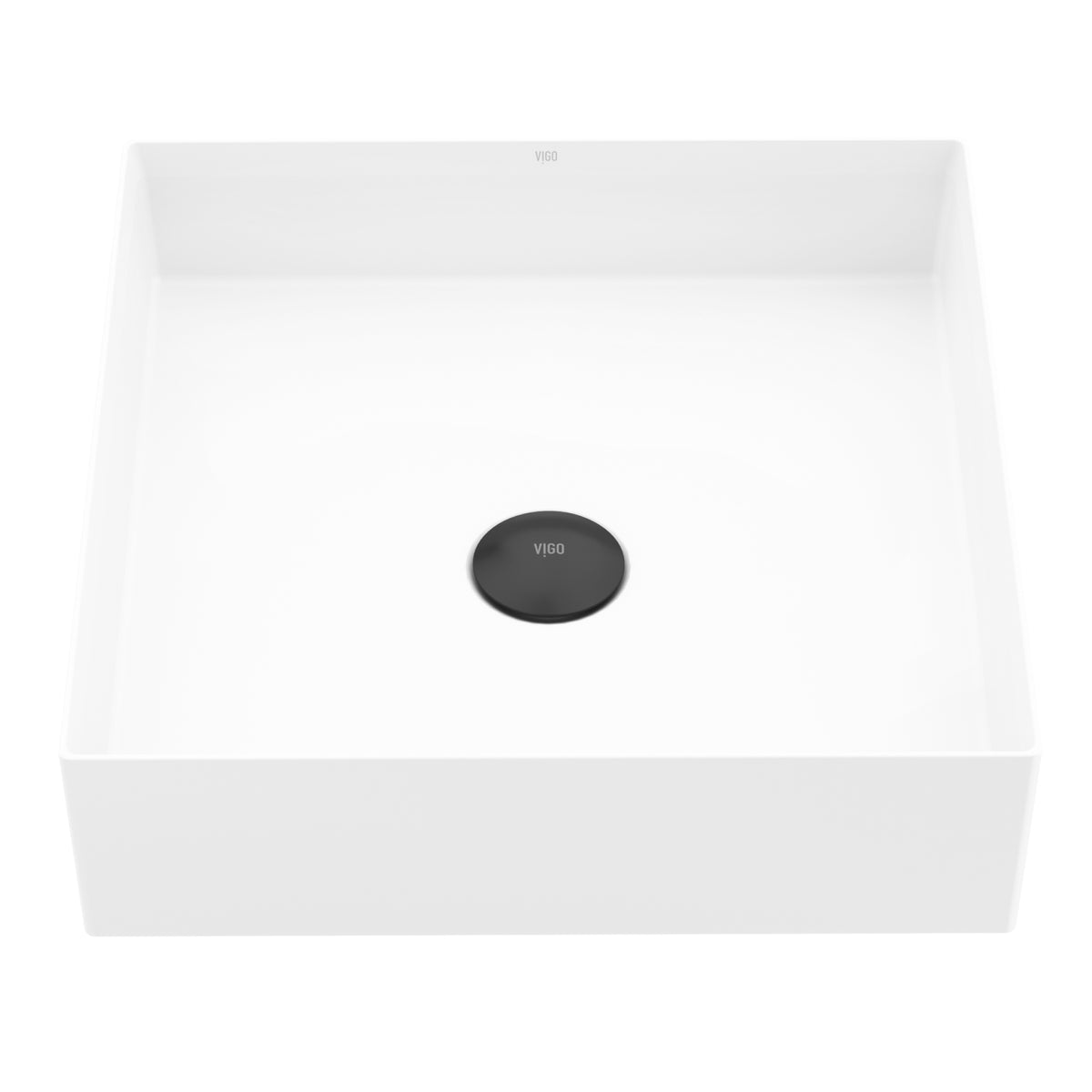 UltraThin™ Modern White Matte Stone™ 16 in. L x 16 in. W Square Vessel Bathroom Sink