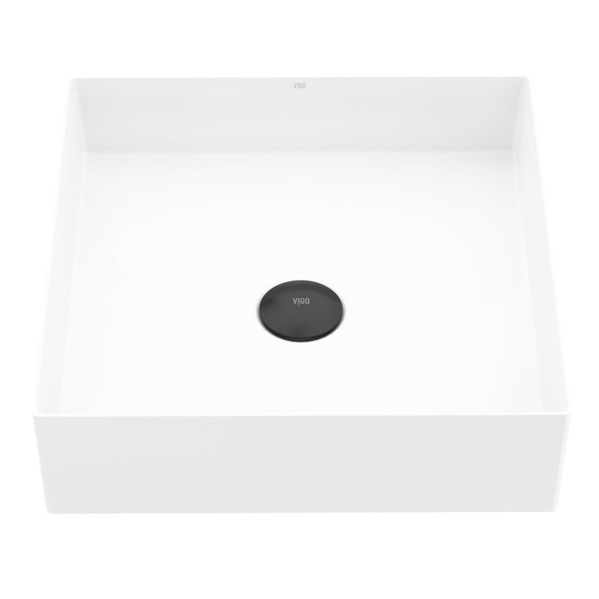 UltraThin™ Modern White Matte Stone™ 16 inches L x 16 in. W Square Vessel Bathroom Sink