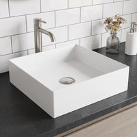 UltraThin™ Modern White Matte Stone™ 16 in. L x 16 in. W Square Vessel Bathroom Sink