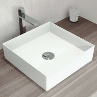 UltraThin™ Modern White Matte Stone™ 16 inches L x 16 in. W Square Vessel Bathroom Sink
