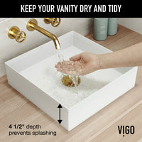 UltraThin™ Modern White Matte Stone™ 16 in. L x 16 in. W Square Vessel Bathroom Sink