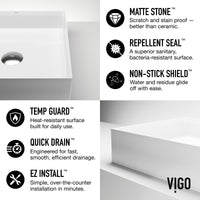 UltraThin™ Modern White Matte Stone™ 16 in. L x 16 in. W Square Vessel Bathroom Sink