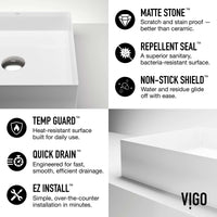 UltraThin™ Modern White Matte Stone™ 16 inches L x 16 in. W Square Vessel Bathroom Sink