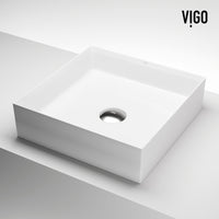 UltraThin™ Modern White Matte Stone™ 16 in. L x 16 in. W Square Vessel Bathroom Sink