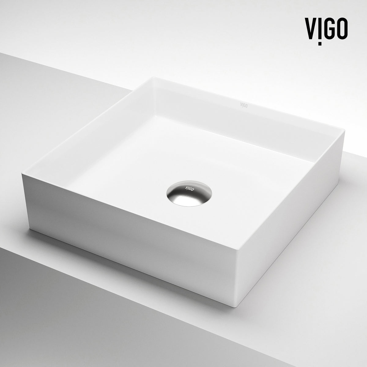 UltraThin™ Modern White Matte Stone™ 16 in. L x 16 in. W Square Vessel Bathroom Sink