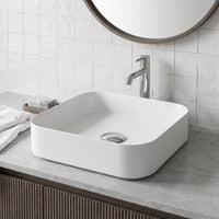 UltraThin™ Modern White Matte Stone™ 16 in. L x 16 in. W Square Vessel Bathroom Sink