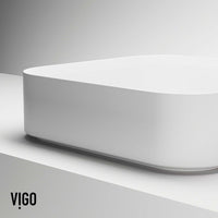 UltraThin™ Modern White Matte Stone™ 16 in. L x 16 in. W Square Vessel Bathroom Sink