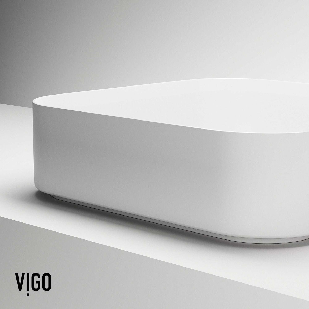 UltraThin™ Modern White Matte Stone™ 16 in. L x 16 in. W Square Vessel Bathroom Sink