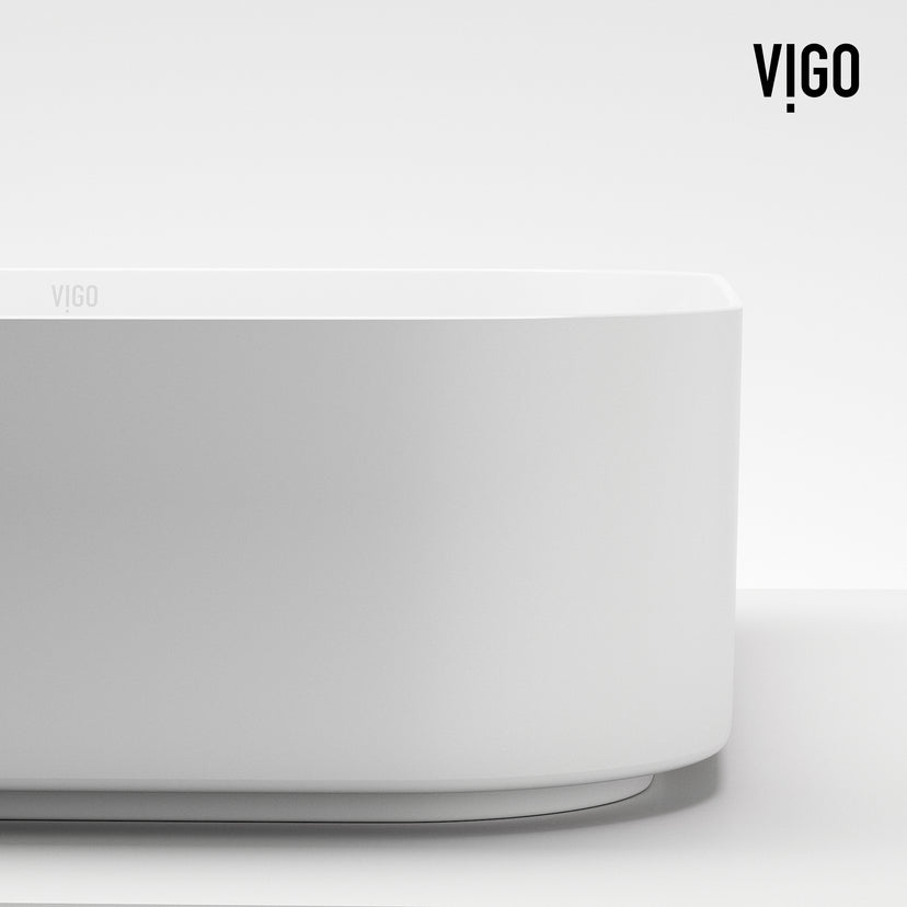 UltraThin™ Modern White Matte Stone™ 16 in. L x 16 in. W Square Vessel Bathroom Sink