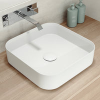 UltraThin™ Modern White Matte Stone™ 16 in. L x 16 in. W Square Vessel Bathroom Sink