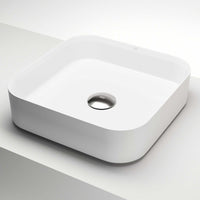 UltraThin™ Modern White Matte Stone™ 16 in. L x 16 in. W Square Vessel Bathroom Sink