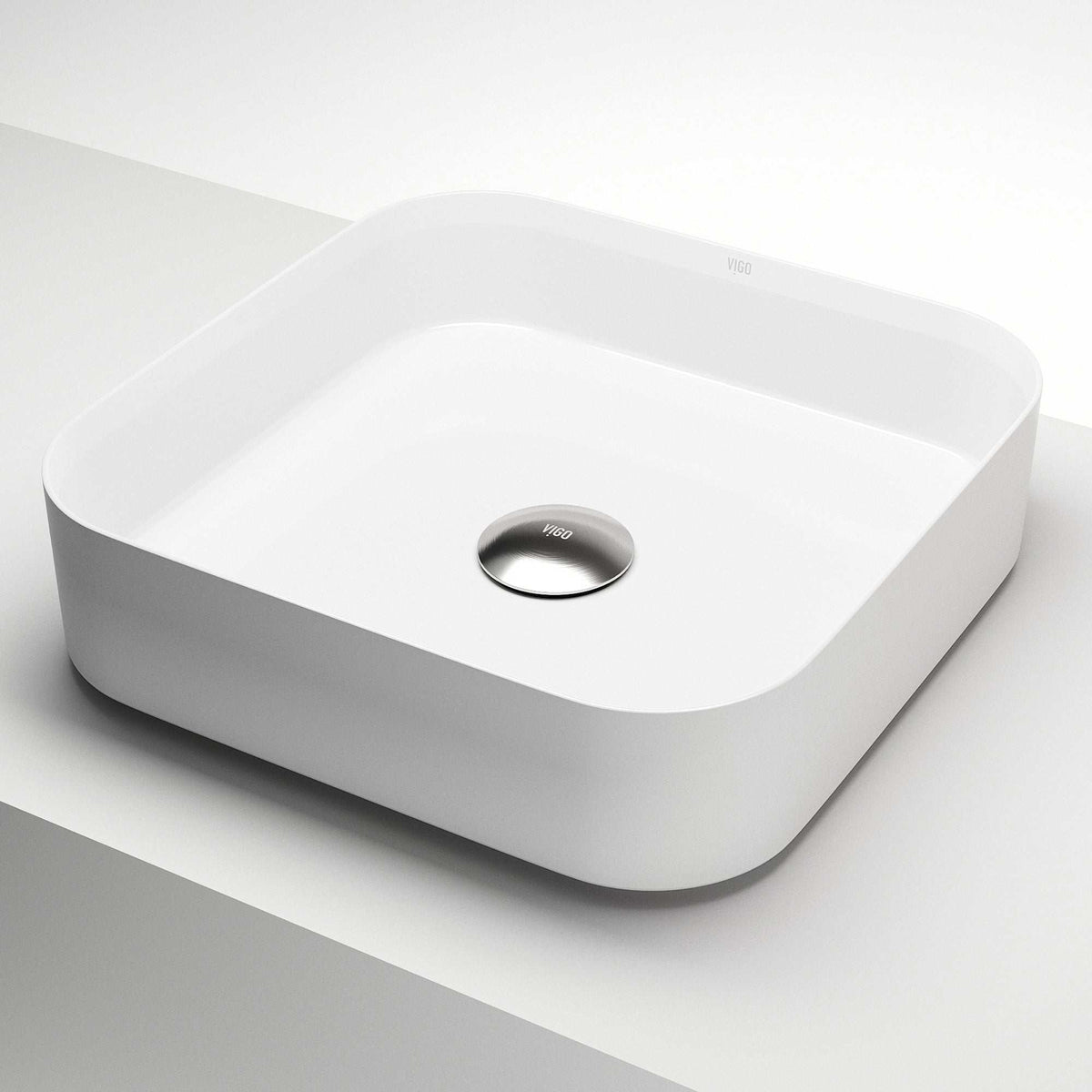 UltraThin™ Modern White Matte Stone™ 16 in. L x 16 in. W Square Vessel Bathroom Sink