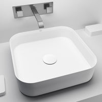 UltraThin™ Modern White Matte Stone™ 16 in. L x 16 in. W Square Vessel Bathroom Sink