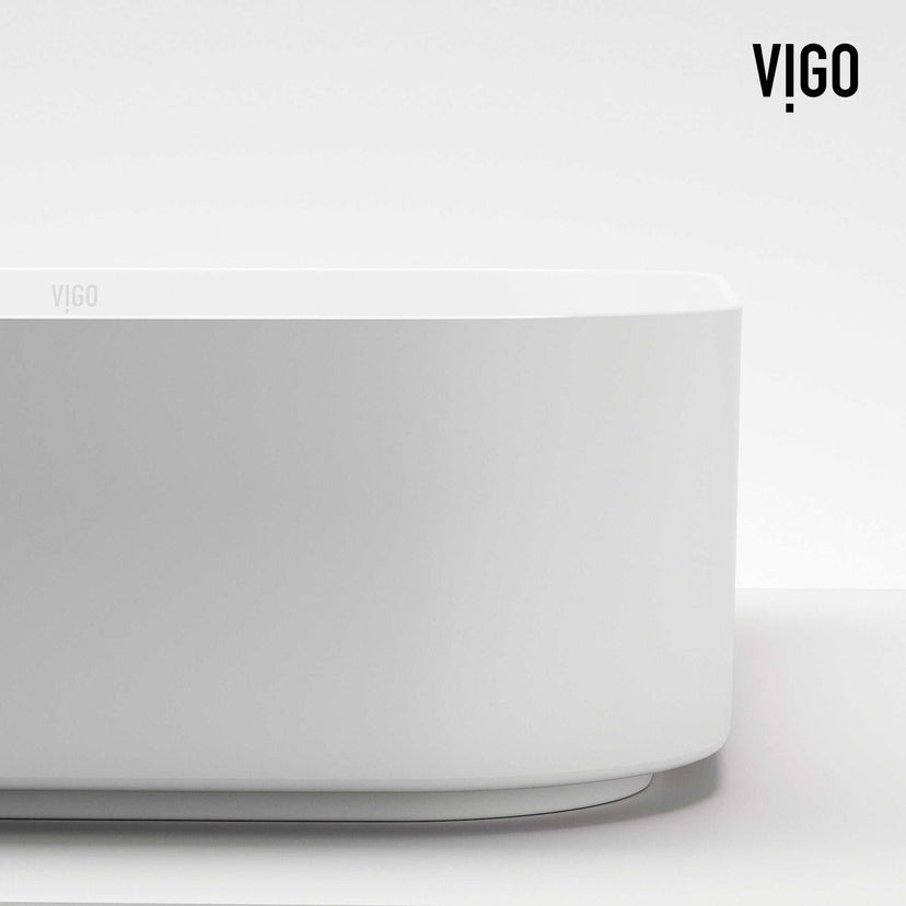 UltraThin™ Modern White Matte Stone™ 16 in. L x 16 in. W Square Vessel Bathroom Sink