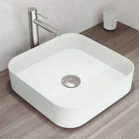 UltraThin™ Modern White Matte Stone™ 16 in. L x 16 in. W Square Vessel Bathroom Sink
