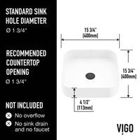 UltraThin™ Modern White Matte Stone™ 16 in. L x 16 in. W Square Vessel Bathroom Sink