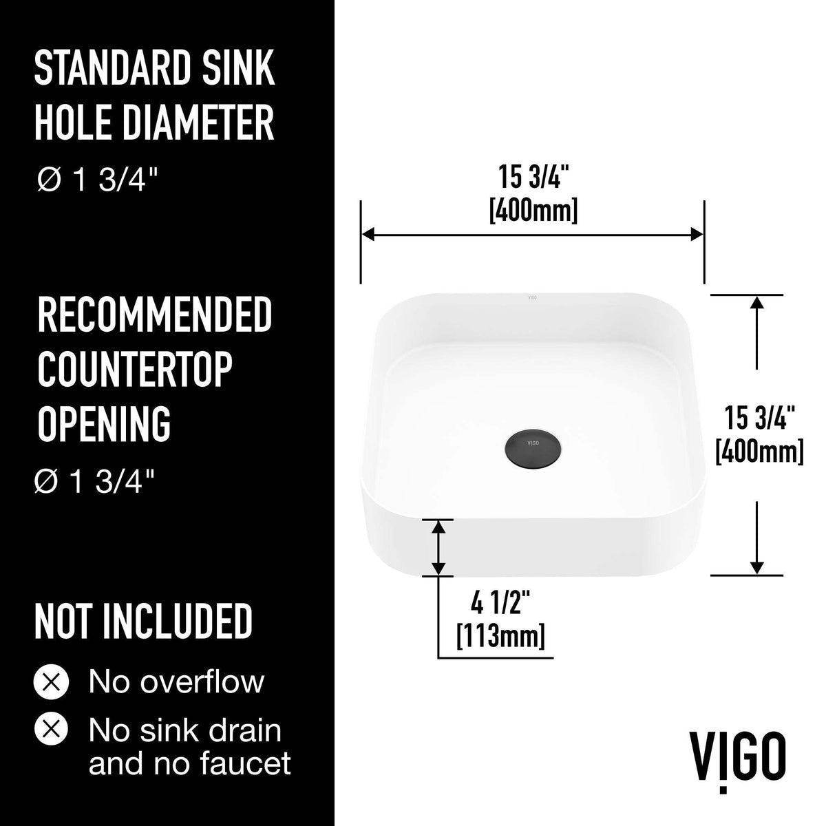 UltraThin™ Modern White Matte Stone™ 16 in. L x 16 in. W Square Vessel Bathroom Sink