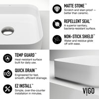 UltraThin™ Modern White Matte Stone™ 16 in. L x 16 in. W Square Vessel Bathroom Sink
