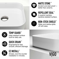 UltraThin™ Modern White Matte Stone™ 16 in. L x 16 in. W Square Vessel Bathroom Sink