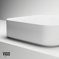 UltraThin™ Modern White Matte Stone™ 16 in. L x 16 in. W Square Vessel Bathroom Sink