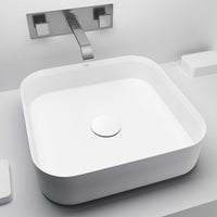 UltraThin™ Modern White Matte Stone™ 16 in. L x 16 in. W Square Vessel Bathroom Sink
