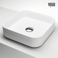 UltraThin™ Modern White Matte Stone™ 16 in. L x 16 in. W Square Vessel Bathroom Sink