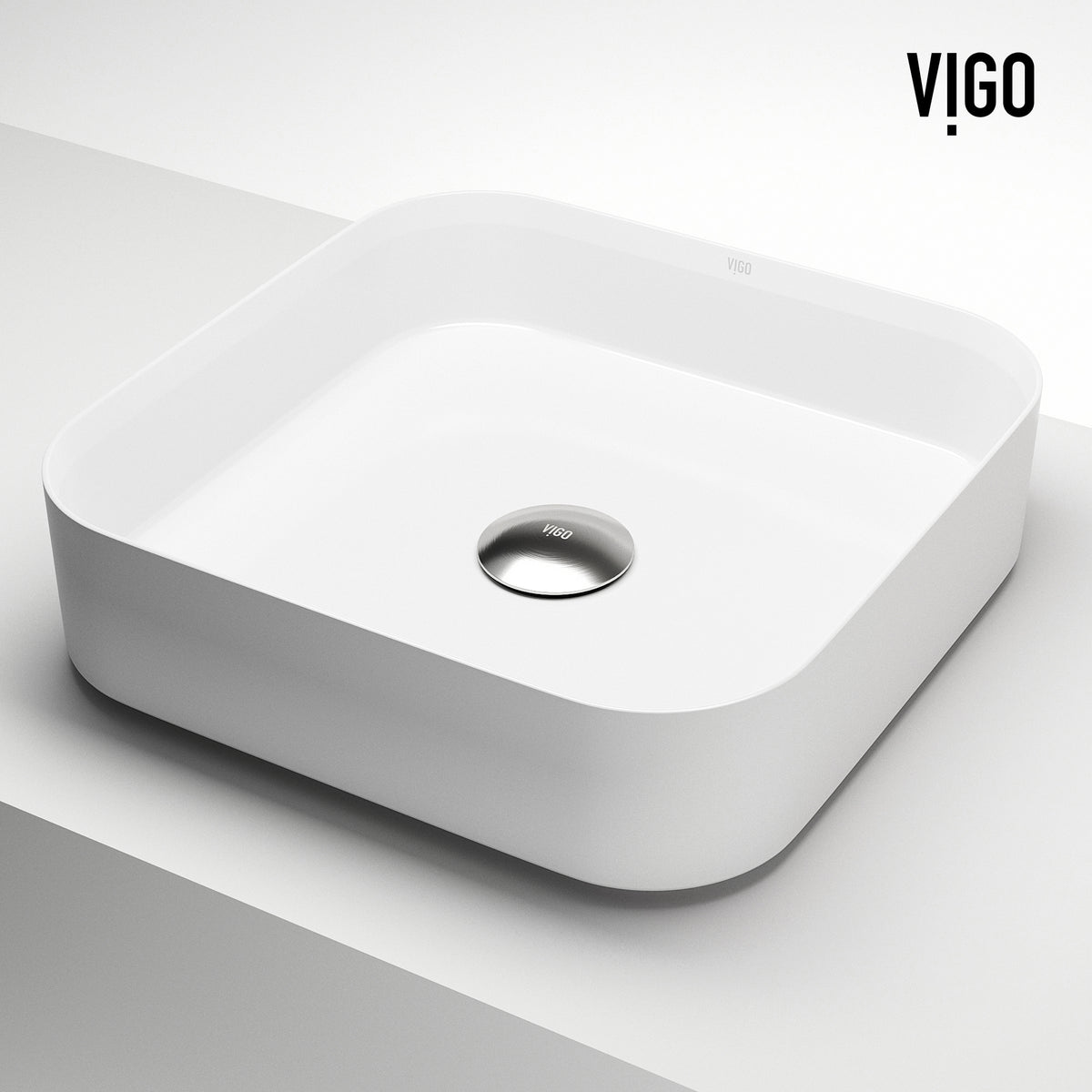 UltraThin™ Modern White Matte Stone™ 16 in. L x 16 in. W Square Vessel Bathroom Sink