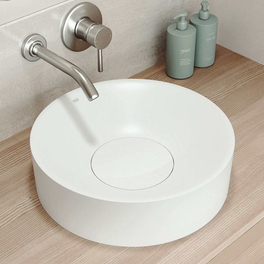 Elan Modern White Matte Stone™ 16 in. Round Vessel Bathroom Sink