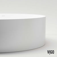Elan Modern White Matte Stone™ 16-inch round vessel bathroom sink with smooth matte finish and durable stone composite material