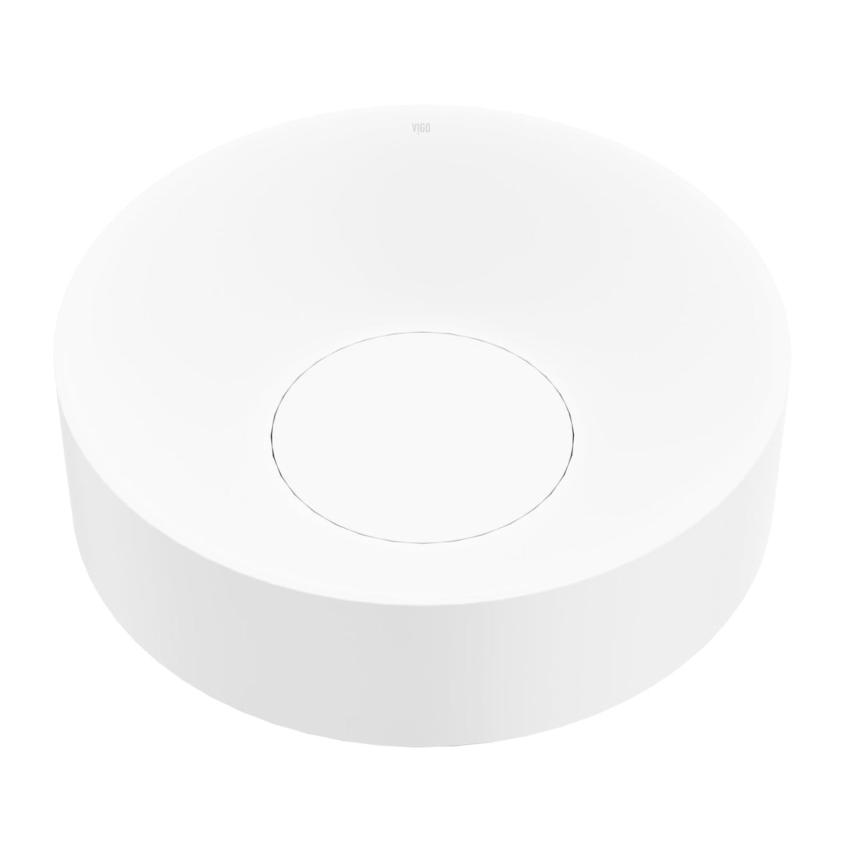 Elan Modern White Matte Stone™ 16-inch round vessel bathroom sink with smooth matte finish