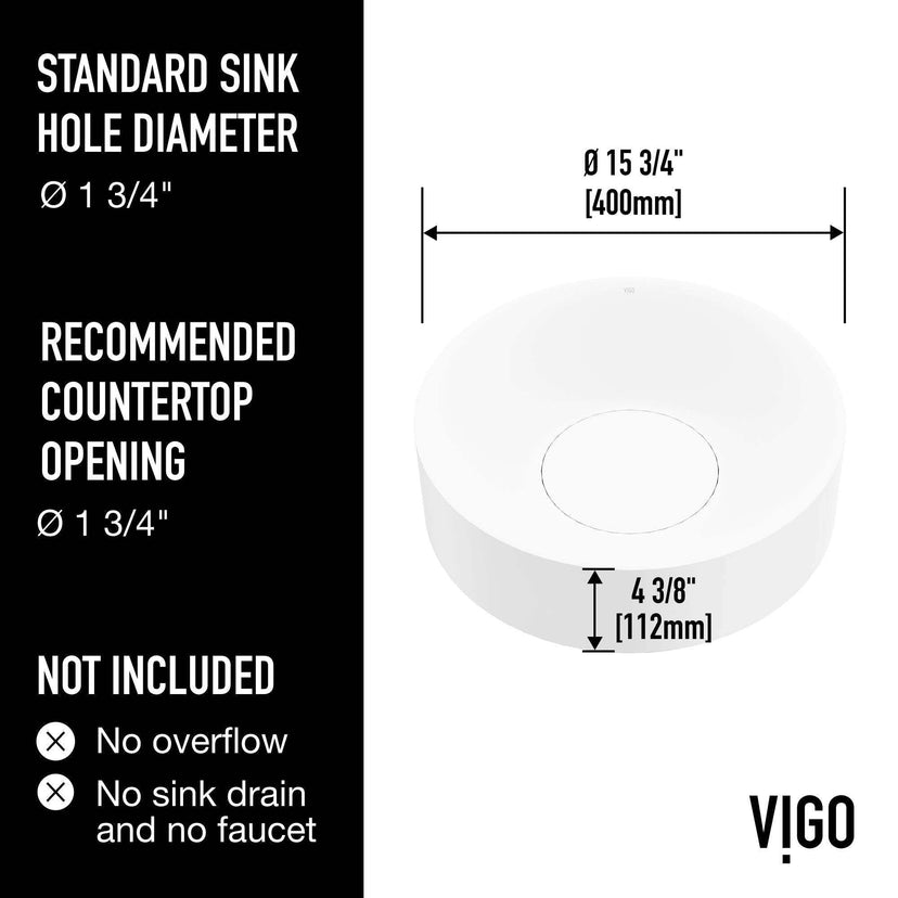 Elan Modern White Matte Stone™ 16 in. Round Vessel Bathroom Sink