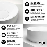 Elan Modern White Matte Stone™ 16 in. Round Vessel Bathroom Sink