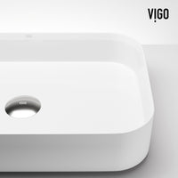 UltraThin™ Modern White Matte Stone™ 21 in. L x 14 in. W Rectangular Vessel Bathroom Sink
