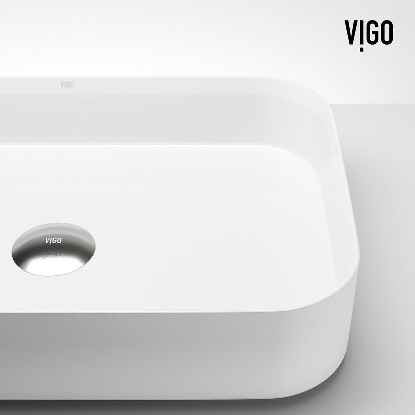 UltraThin™ Modern White Matte Stone™ 21 in. L x 14 in. W Rectangular Vessel Bathroom Sink