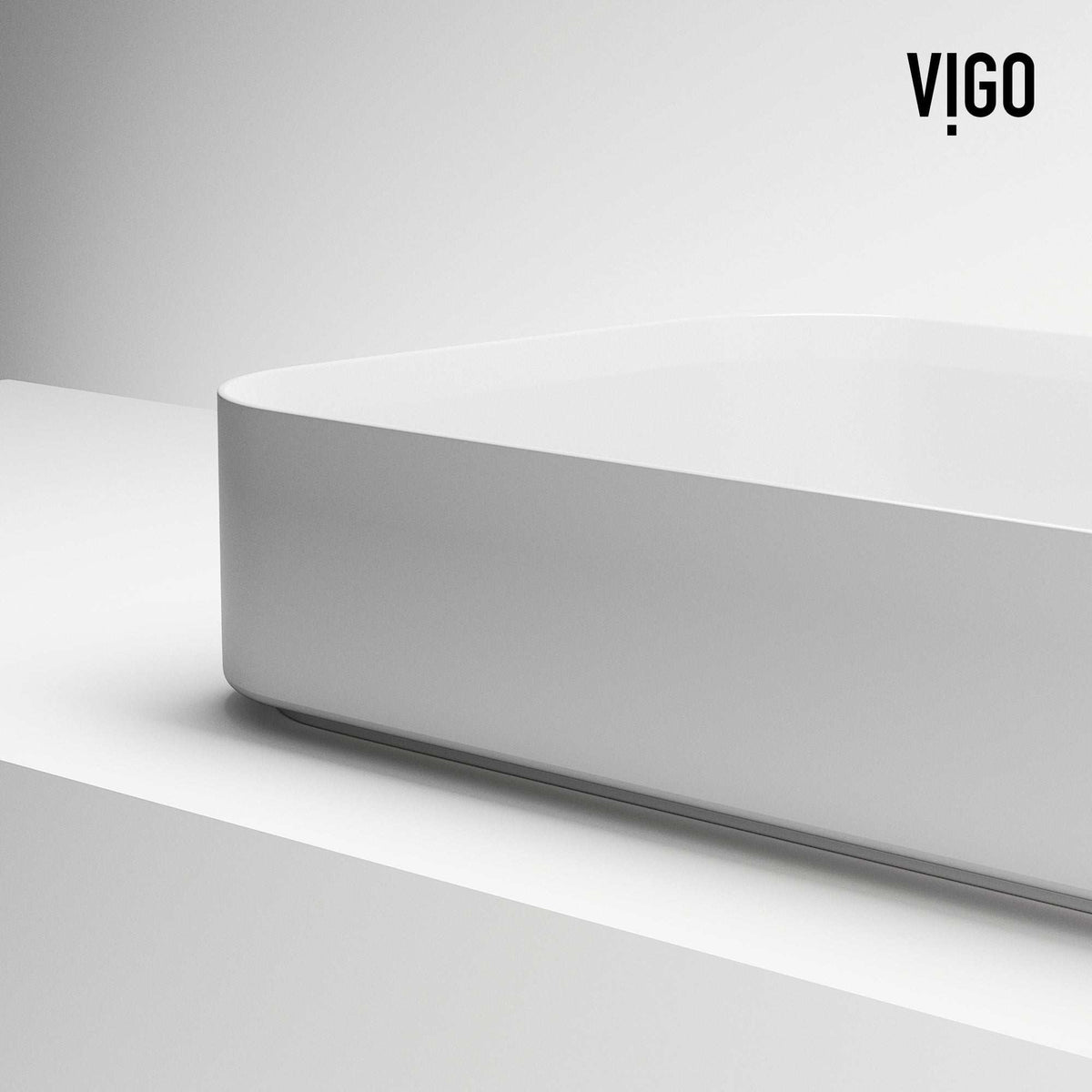 UltraThin™ Modern White Matte Stone™ rectangular vessel bathroom sink with matte finish and minimalist design