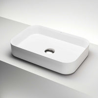 UltraThin™ Modern White Matte Stone™ 21x14 in. rectangular vessel bathroom sink with matte finish and slim profile