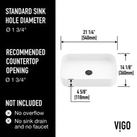 UltraThin™ Modern White Matte Stone™ 21 in. L x 14 in. W Rectangular Vessel Bathroom Sink