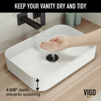 UltraThin™ Modern White Matte Stone™ 21 in. L x 14 in. W Rectangular Vessel Bathroom Sink