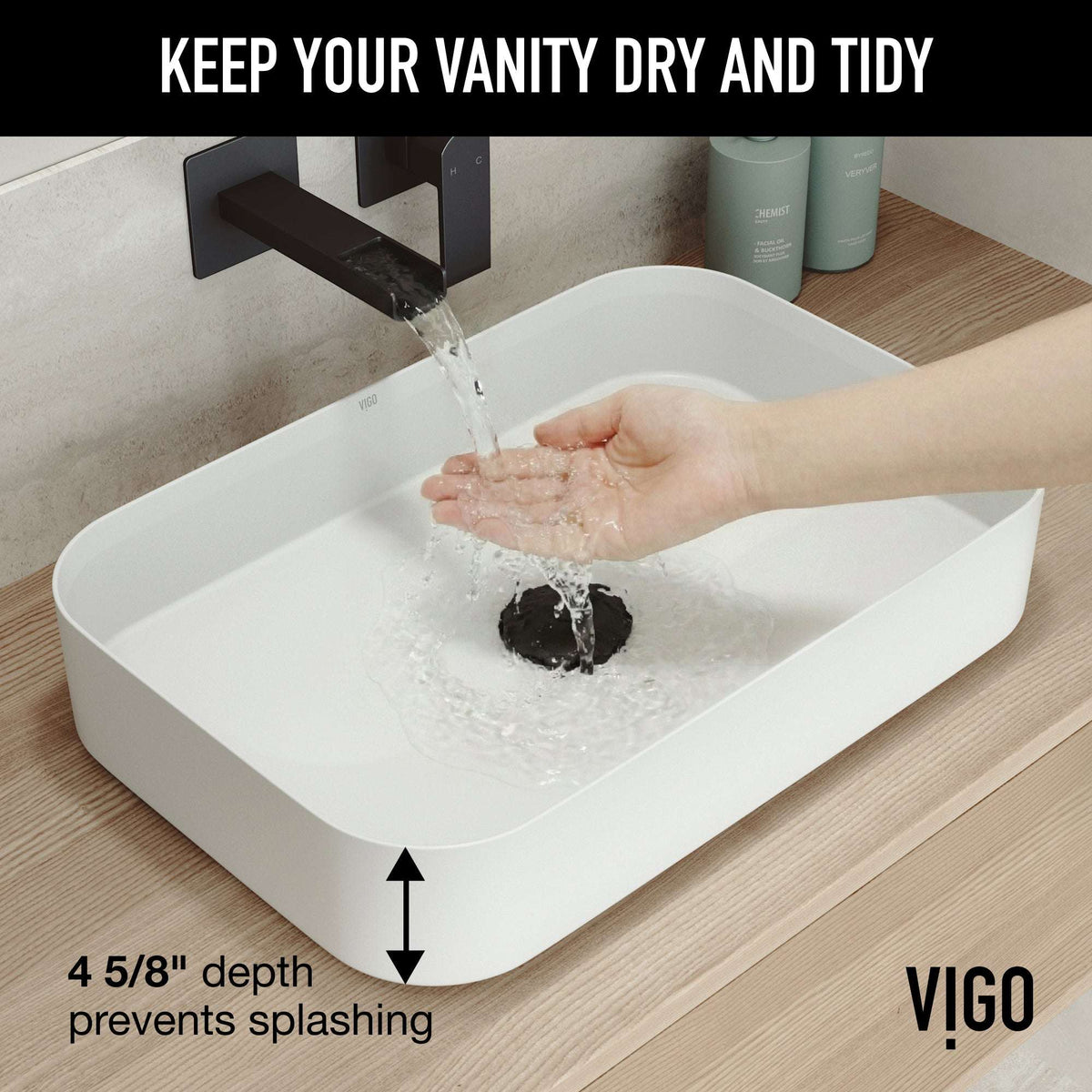 UltraThin™ Modern White Matte Stone™ rectangular vessel bathroom sink in the real bathroom