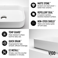 UltraThin™ Modern White Matte Stone™ 21 in. L x 14 in. W Rectangular Vessel Bathroom Sink