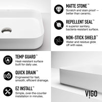 UltraThin™ Modern White Matte Stone™ 21x14 in. rectangular vessel bathroom sink with matte finish and ultra-thin profile
