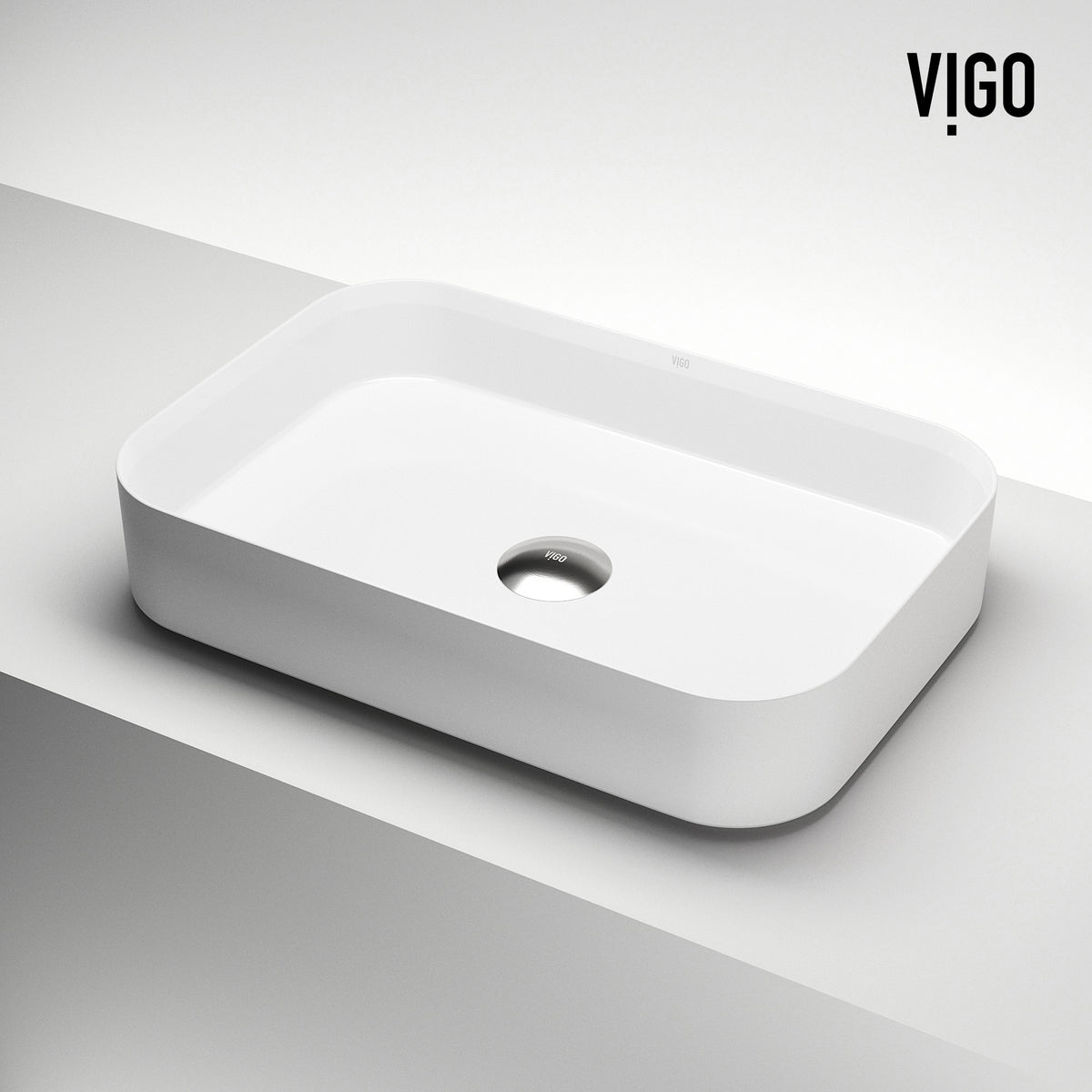 UltraThin™ Modern White Matte Stone™ 21 in. L x 14 in. W Rectangular Vessel Bathroom Sink