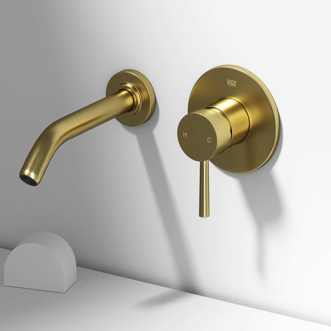 Modern wall mount faucet with lever handle and ceramic disc technology