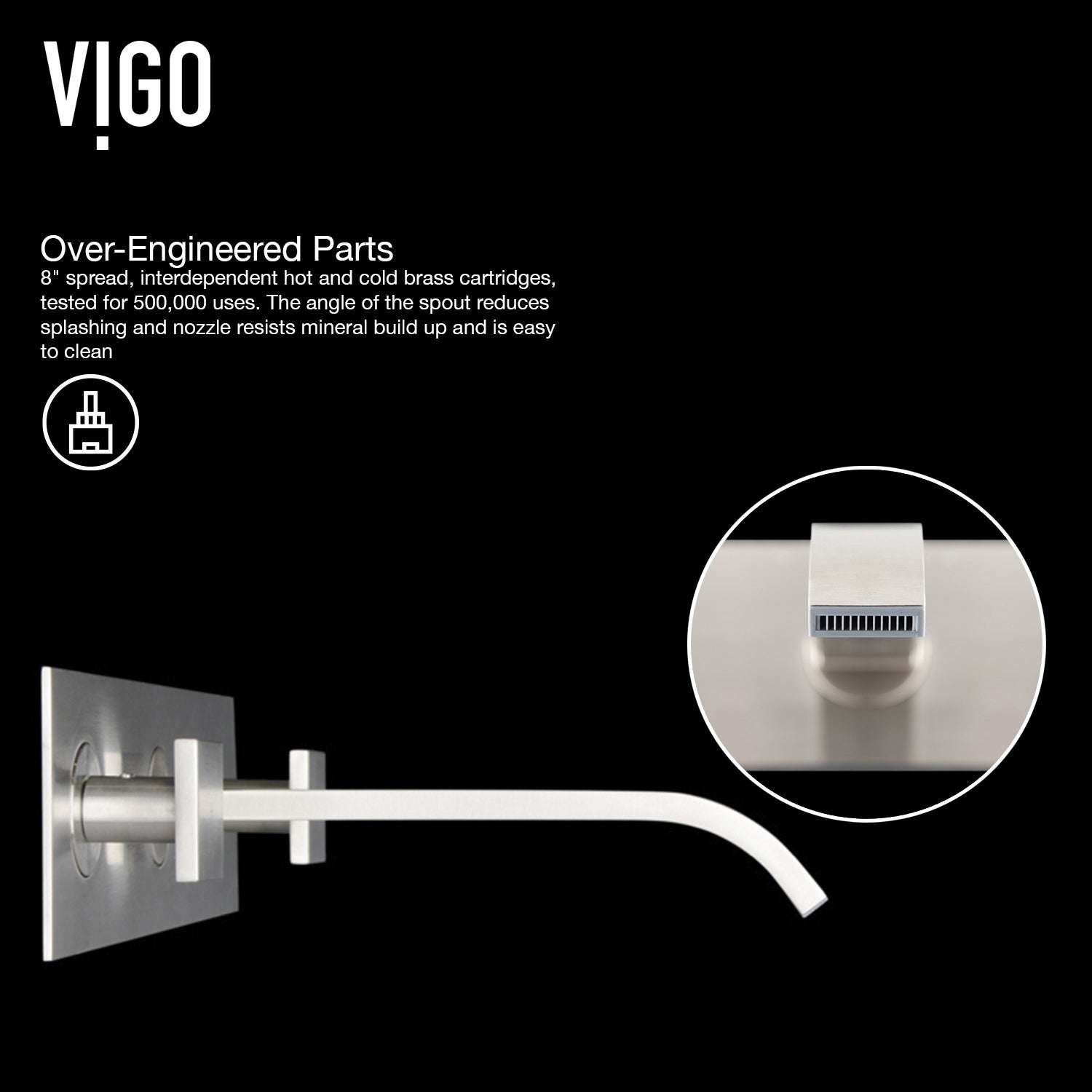 Wall mount faucet with fingerprint resistant brass hardware