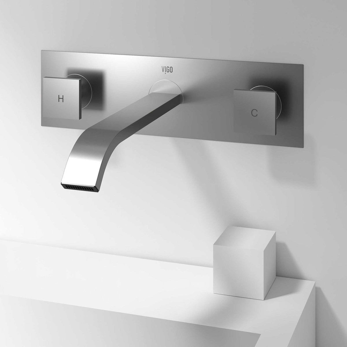 3-inch tall wall mounted faucet with brass cartridge and knob
